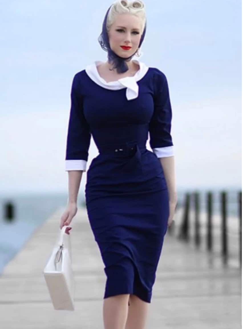 Elena-2 Pencil Vintage Kleid Inspiriert Von Maß Angefertigt Elena-2 Pencil Vintage Kleid Inspiriert Von Maß Angefertigt von heartmycloset