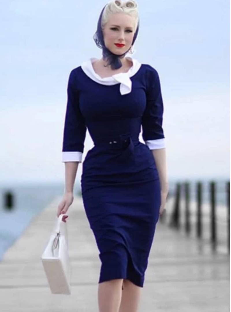 Elena-2 Pencil Vintage Kleid Inspiriert Von Maß Angefertigt Elena-2 Pencil Vintage Kleid Inspiriert Von Maß Angefertigt von heartmycloset