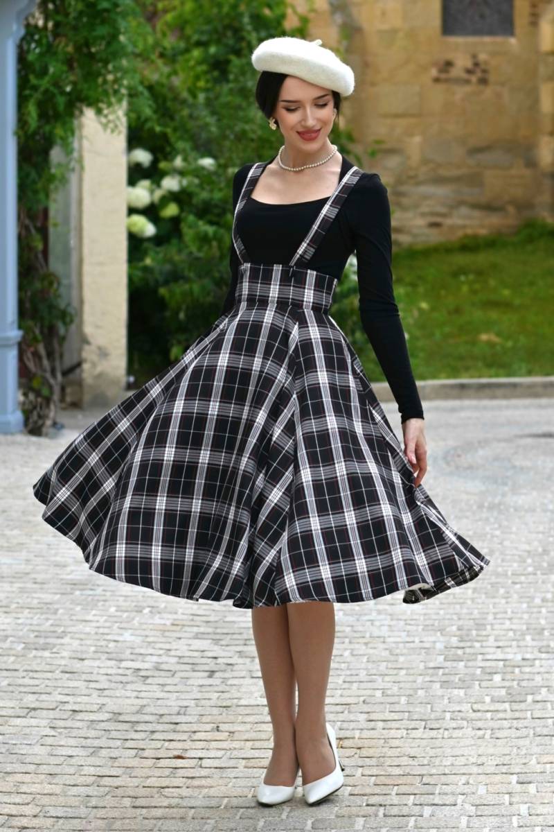 Clara Karierter Swingrock in Schwarz von hearts & roses