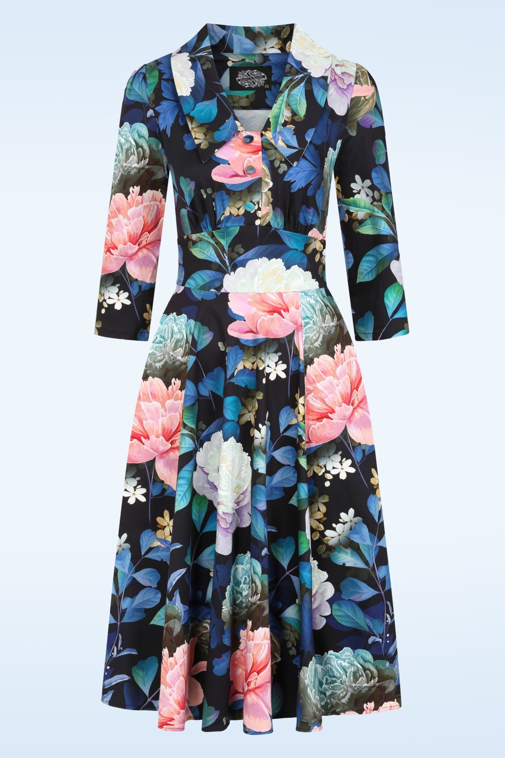 Exklusiv bei Topvintage ~ Garden Whispers Swingkleid in Schwarz und mehrfarbig Exklusiv bei Topvintage ~ Garden Whispers Swingkleid in Schwarz und mehrfarbig von hearts & roses