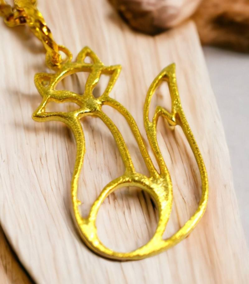 14 Karat Gold Fuchs Anhänger Halskette, Schmuck von heavyistheheart