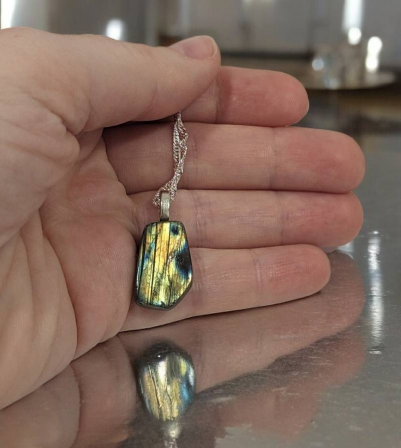 Blau Blitz Labradorit Halskette - Sterling Silber, 45 cm von heavyistheheart