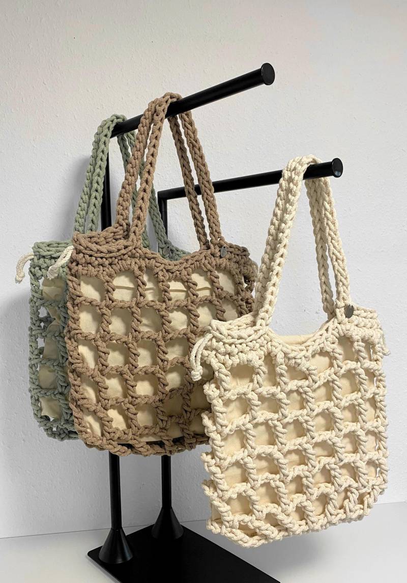 Häkeltasche Zum Umhängen| Netztasche Modern| Umhängetasche Gehäkelt| Gehäkelte Strandtasche Groß| Häkel Tasche Beuteltasche| Shopper von hebagoHANDMADE