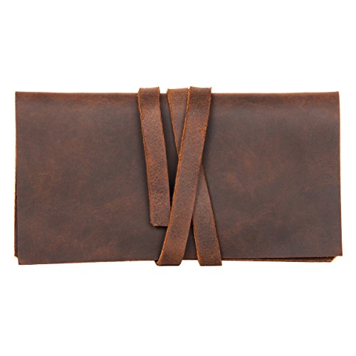 hecho. Leder Tabaktasche Rodrigo (Dark Wood) | Handmade | Blättchen Fach 2X kurz | Tabakbeutel für 30 g Drehtabak, Filter, Tabakbefeuchter | Tasche für Tabak und Tabakstein | Männer und Frauen von hecho.