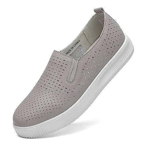 Damen Slipper, Frauen Slip On, Flacher Absatz, weiches Fußbett, ideal für die Freizeit Grau EU-38 von hecodi