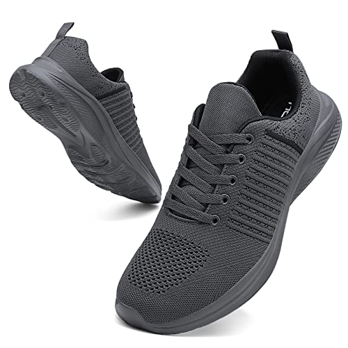 Walking for Men Wide Shoes Fashion Sneakers Mesh Workout Casual Sports Non Slip Shoes Breathable Tennis Running Athletic Shoes Lightweight, grau, 42 EU von hecodi