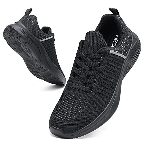 hecodi Weite Laufschuhe Herren Dämpfung Straßenlaufschuhe Bequeme atmungsaktive Indoor Joggingschuhe rutschfest Turnschuhe Schwarz/Grau 41 von hecodi