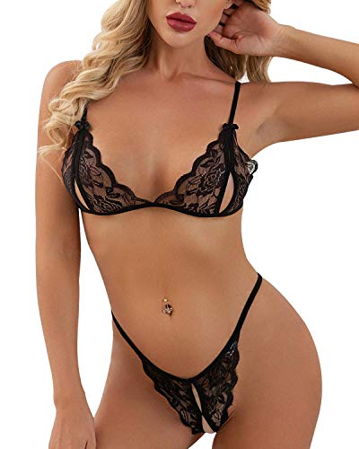 heekpek BH Damen Set Spitze Dessous Sexy Set Unterwäsche Lingerie Lace Verstellbarer Unterwäsche-Tanga Set von heekpek