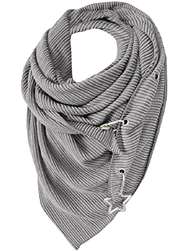 heekpek Damen Schals Warmer Dreieckschal mit Button Winterschals Retro Damen Wickelschal Lässige Herbstschal Winterschal Halstücher übergroßer Weich Scarf Poncho (Grau D) von heekpek