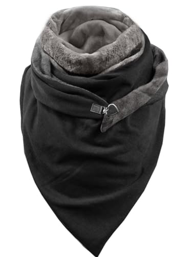 heekpek Damen Schals Warmer Dreieckschal mit Button Winterschals Retro Damen Wickelschal Lässige Herbstschal Winterschal Halstücher übergroßer Weich Scarf Poncho von heekpek