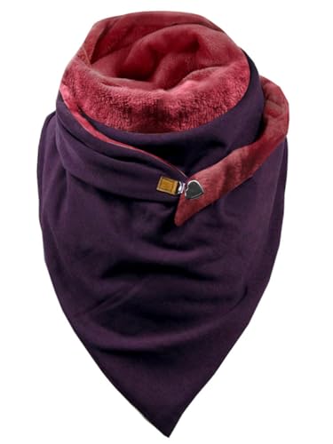 heekpek Damen Schals Warmer Dreieckschal mit Button Winterschals Retro Damen Wickelschal Lässige Herbstschal Winterschal Halstücher übergroßer Weich Scarf Poncho von heekpek
