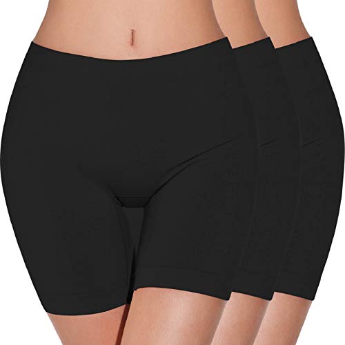 heekpek Damen Shorts Unterhose Kurze High Waist Leggings Slipshorts Damen Seamless Anti Chafing Shorts Radlerhose Boxershorts für Unter Röcken und Kleidern, Schwarz*3, XXL von heekpek