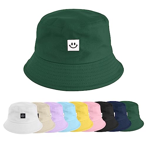 heekpek Fischerhut Bucket Hat Damen Herren Fischerhüte Sonnenhut Baumwolle Sommerhut Strandhut Fishermütze Freizeithut Anglerhut Unisex Hüte Faltbarer Reversibel 56-58CM,Grün von heekpek