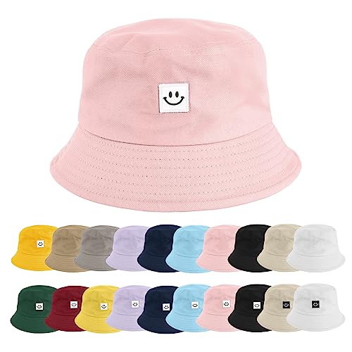 heekpek Fischerhut Bucket Hat Damen Herren Fischerhüte Sonnenhut Baumwolle Sommerhut Strandhut Fishermütze Freizeithut Anglerhut Unisex Hüte Faltbarer Reversibel 56-58CM,Rosa von heekpek