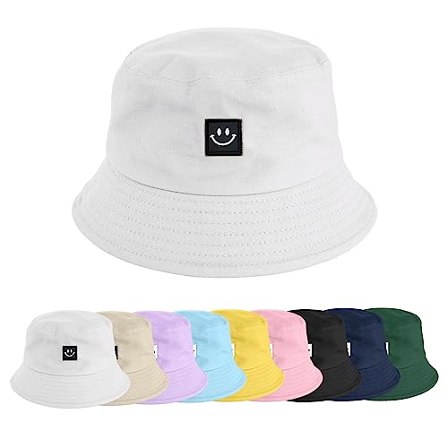 heekpek Fischerhut Bucket Hat Damen Herren Fischerhüte Sonnenhut Baumwolle Sommerhut Strandhut Fishermütze Freizeithut Anglerhut Unisex Hüte Faltbarer Reversibel 56-58CM,Weiß von heekpek