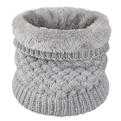 heekpek Halswärmer Nackenwärmer Fleece Innenfutter Schlauchschal Halstuch Loop Schal Multifunktionstuch Strickschal Feinstrick Winter Outdoor Motorrad Fahrrad für Damen und Herren,Einheitsgröße,Grau von heekpek