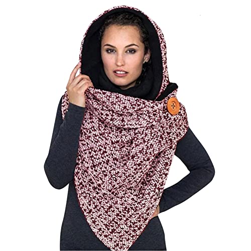 Heekpek Dreieckschal Damen Winter - Großer Warmer Dicker Schal Mit Knopf - Lässiger Herbst Winterschal Mit Katzendruck von heekpek