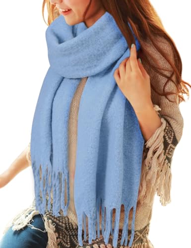 heekpek Schal Damen Winter Halstuch Kuschelig Chunky Großer Frauen Dicker Schal Tücher Pashminas Wraps, Dunstblau von heekpek
