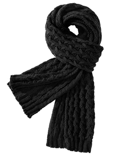 heekpek Schal Damen Winter Lang Strickschal Frauen Pashminas Gestrickter Scarf, Schwarz von heekpek