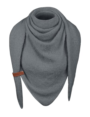 heekpek Schal Damen Winter Strickschal Dreieck Warme Weich Dreiecksschal mit Lederschlaufe Einfarbig Gestrickt Winterschal Herbstschal, Dunkelgrau von heekpek