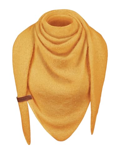 heekpek Schal Damen Winter Strickschal Dreieck Warme Weich Dreiecksschal mit Lederschlaufe Einfarbig Gestrickt Winterschal Herbstschal, Gelb von heekpek