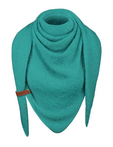 heekpek Schal Damen Winter Strickschal Dreieck Warme Weich Dreiecksschal mit Lederschlaufe Einfarbig Gestrickt Winterschal Herbstschal, Grün von heekpek