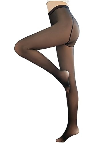 heekpek Strumpfhosen Damen Herbst Winter Frühling Gefälschte Durchscheinend Pantyhose High Waist Strumpfhosen Große Größen Damen Reißfest Druckfreier Mittlere Dicke, Schwarz, L/XL von heekpek