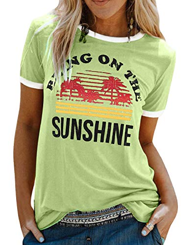 heekpek T Shirt Damen Sommer Brief Gedruckt T-Shirt Damen Rundhals Oberteile Sommer Kurzarm Shirt Lässige Hemd Tops Bluse von heekpek