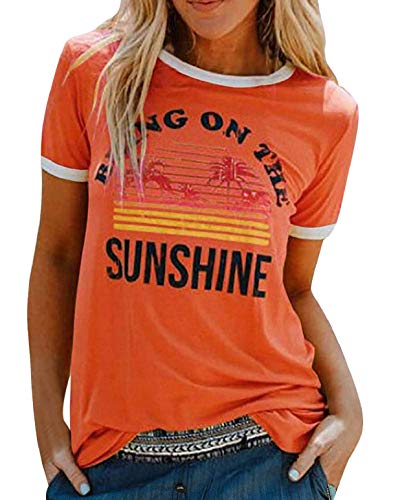 heekpek T Shirt Damen Sommer Brief Gedruckt T-Shirt Damen Rundhals Oberteile Sommer Kurzarm Shirt Lässige Hemd Tops Bluse heekpek T Shirt Damen Sommer Brief Gedruckt T-Shirt Damen Rundhals Oberteile Sommer Kurzarm Shirt Lässige Hemd Tops Bluse von heekpek