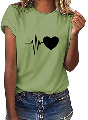 heekpek T- Shirt Damen Sommer Shirt Damen Kurzarm Lockeres Lässiges Hemd Tops Bluse Sommer Bedrucktes Rundhals-T-Shirt heekpek T- Shirt Damen Sommer Shirt Damen Kurzarm Lockeres Lässiges Hemd Tops Bluse Sommer Bedrucktes Rundhals-T-Shirt von heekpek