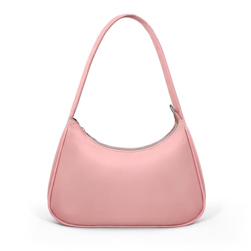 heekpek Umhängetasche Damen Leder Handtasche Hobo Retro Unterarmtasch Y2K Fashion Mini Handtasche Schultertasche für Dating Party, Rosa von heekpek