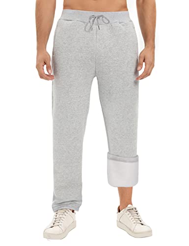heekpek Warme Jogginghose Herren Baumwolle Bequeme Freizeithose Herren Jogger Hose Dicke Herbst Winter Lässige Sporthose Herren mit Kordelzug, Grau, M von heekpek