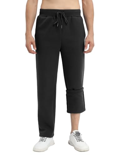 heekpek Warme Jogginghose Herren Baumwolle Bequeme Freizeithose Herren Jogger Hose Dicke Herbst Winter Lässige Sporthose Herren mit Kordelzug, Schwarz, M von heekpek