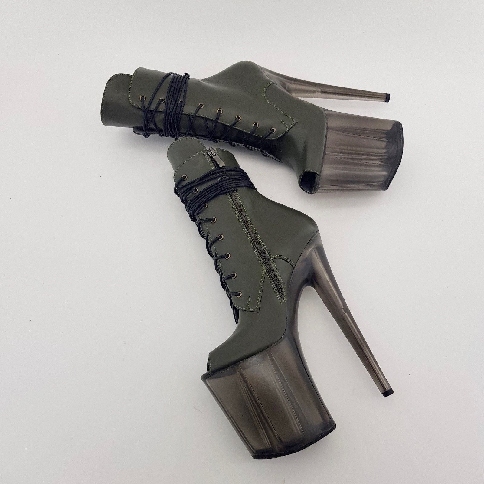 8 Zoll Pole Stiefel Dancing Custom Made Dancer Armee Grün Leder High Heel 8 Zoll Pole Stiefel Dancing Custom Made Dancer Armee Grün Leder High Heel von heelsnthrills