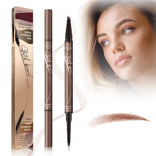 2024 Neu Magischer Augenbrauenstift, 2 IN 1 Präziser eyebrow pencil und Vier Krallen Flüssig Augenbrauenstift, Natürlicher Wasserfest und Langlebiger mit Starker Haftkraft (Braun) von heepqy
