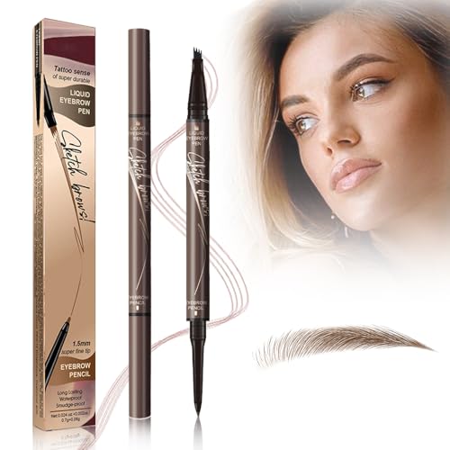 2024 Neu Magischer Augenbrauenstift, 2 IN 1 Präziser eyebrow pencil und Vier Krallen Flüssig Augenbrauenstift, Natürlicher Wasserfest und Langlebiger mit Starker Haftkraft (Hellbraun) von heepqy