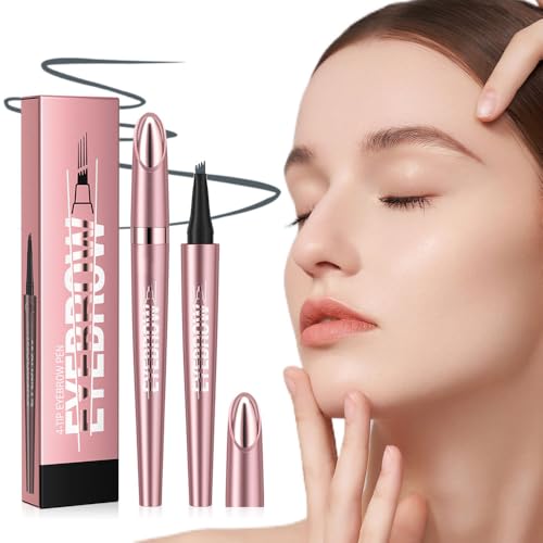 3D Microblading Vier Krallen Flüssig Augenbrauenstift - Wasserfest Mit 4 Gabelspitze, Brow Pencil für Vollere Augenbrauen (A-Asche) von heepqy