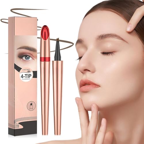 3D Microblading Vier Krallen Flüssig Augenbrauenstift, Wasserfest 3D Augenbrauenstift Magischer Augenbrauenstift mit 4 Gabelspitze, Brow Pencil für wirklich vollere Augenbrauen (B-Braun) von heepqy