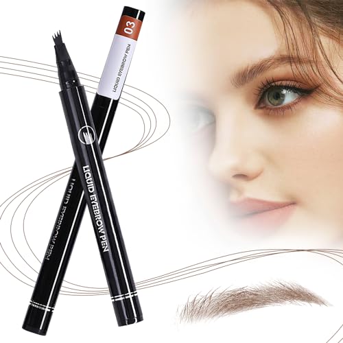 Magischer Wasserdichter Augenbrauenstift mit 4 Gabelspitze Applikator, 2024 Neu Eyebrow Pencil, Natürlicher, Langlebiger Microblading Augenbrauenstift (A-Hellbraun) von heepqy