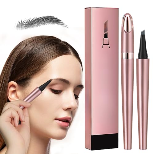Wasserdichter 3D Augenbrauenstift mit 4 Gabelspitzen, 2024 Neuest Augenbrauen Stift, Lang anhaltend Wischfest mit Starker Haftkraft Eyebrow Pencil für 3D Natürliche Augen-Make-up (A-Grau) von heepqy