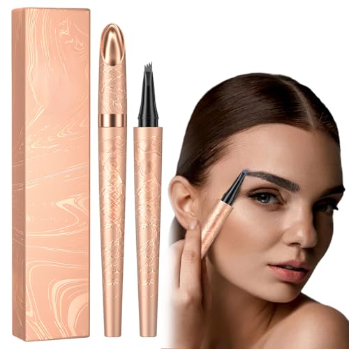 Wasserdichter 3D Augenbrauenstift mit 4 Gabelspitzen, 2024 Neuest Eyebrow Pencil, Amicroblading Augenbrauenstift Lang anhaltend Wasserfest Wischfest mit Starker Haftkraft (1, A-Grau) von heepqy