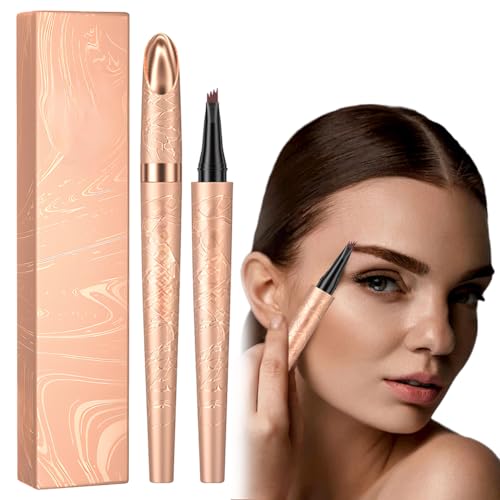 Wasserdichter 3D Augenbrauenstift mit 4 Gabelspitzen, 2024 Neuest Eyebrow Pencil, Amicroblading Augenbrauenstift Lang anhaltend Wasserfest Wischfest mit Starker Haftkraft (1, A-Kaffeefarbe) von heepqy