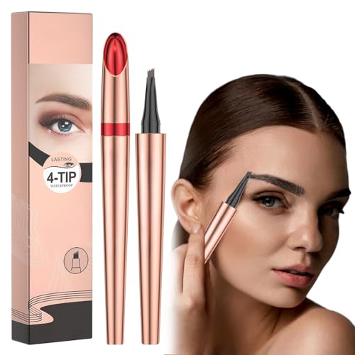 Wasserdichter 3D Augenbrauenstift mit 4 Gabelspitzen, 2024 Neuest Eyebrow Pencil, Amicroblading Augenbrauenstift Lang anhaltend Wasserfest Wischfest mit Starker Haftkraft (1, B-Grau) von heepqy
