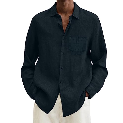 Freizeithemden FüR Herren Langarm Hemden Baumwolle Leinen Hemden Vintage Button Down Hemd Casual Strand Tops Hemd Langarm Schwarzes Leinenhemd Herren Langarm Hemd Herren Langarm Rotwein BüGelfrei von hehiy