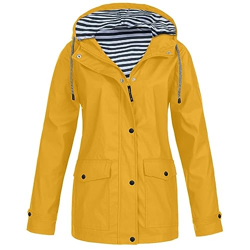 Regenjacke Damen Wasserdicht Outdoorjacke Atmungsaktiv Herbst Übergangsjacke Leichte Jacke mit Kapuze Windbreaker zum Wandern Windjacke Regenjacke Wandern Damen Rain Jacket übergangsjacke Regenponcho von hehiy