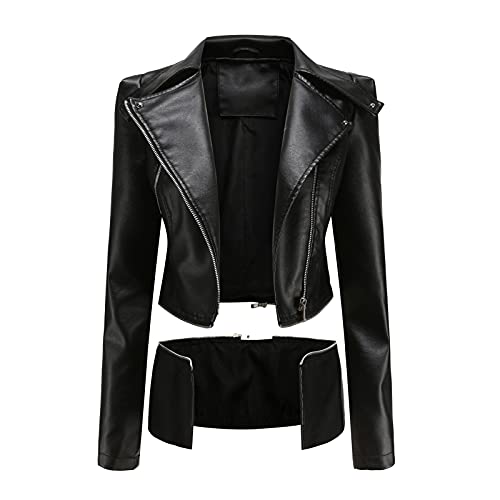 Veste Elegante De Style Motard pour Femmes en Cuir Veritable avec Plusieurs Fermetures Eclair Pilotenjacke Damen Leder Jacken FüR Damen Braun Winterjacke Damen Schwarz Leder Bequem Und Atmungsaktiv von hehiy