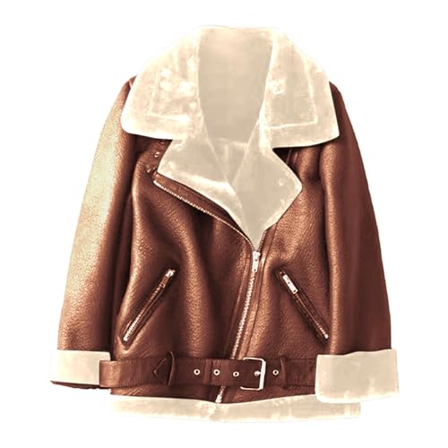 hehiy Blouson Cuir Biker Revers Veste Motard Femme Jacket Bombers Aviateur Léger Manteau Moto Lederjacke Damen Kurz Bikerjacke Damen Schwarz Kapuze Braune Lederjacke Mit Fell Damen GrößE S - 5Xl von hehiy