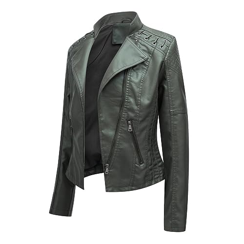 hehiy Classique Zip Up Veste en Cuir Véritable Dames Semi-équipée en Peau d'agneau Manteau Lederblazer Damen GefüTterte Lederjacke Damen Creme Lederjacke Mit Kapuze Damen Blau LäSsig Und Bequem von hehiy