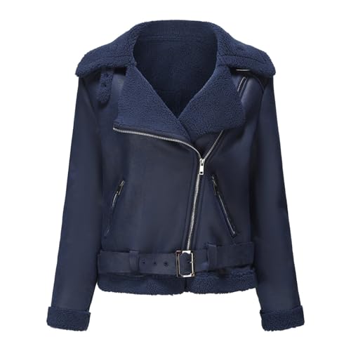 hehiy Femmes Veste en Cuir Véritable Court Décontractée Ajustement Mince Blouson Motto Bomberjacke Damen Schwarz Kunstlederjacke Damen Schwarz Oversize Motorradjacke Frauen S - 5Xl von hehiy