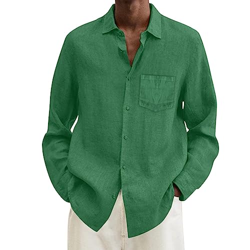 hehiy Hemd Herren Leinenhemd Freizeithemd Casual Leinen Bluse Langarm Shirts Regular Fit Western Hemden Baumwolle Langarmhemd Herbst Hemden Herren Sommer Rote Hemden Herren WeißEs Hemd Herren 6XL von hehiy